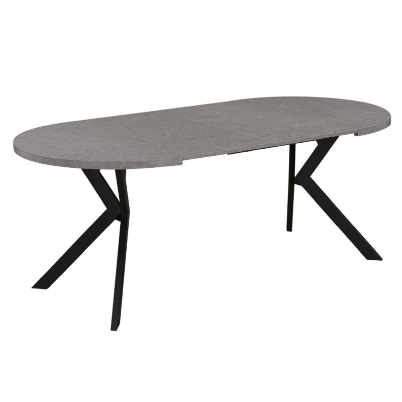 Okrúhly jedálenský rozkladací stôl, 100cm, betón svetlý, čierny