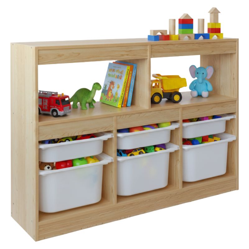 Organizér s úložnými boxami, DTD dub, plast biely