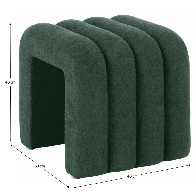 Moderný dizajnový taburet, 40 cm, tmavozelená látka