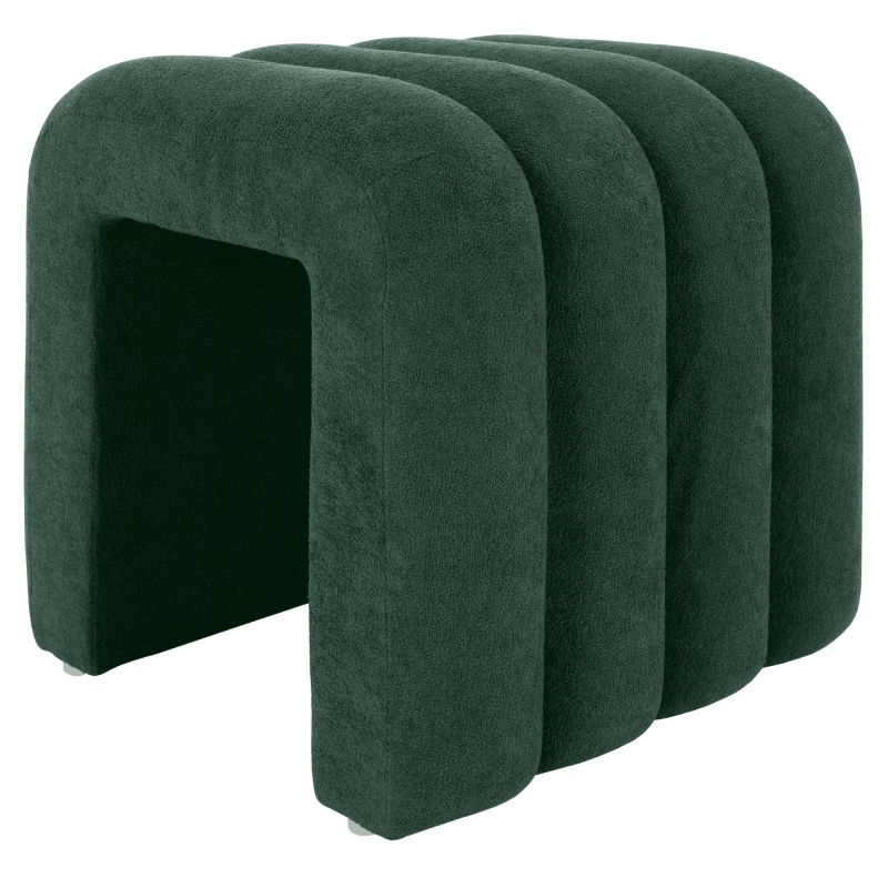 Moderný dizajnový taburet, 40 cm, tmavozelená látka