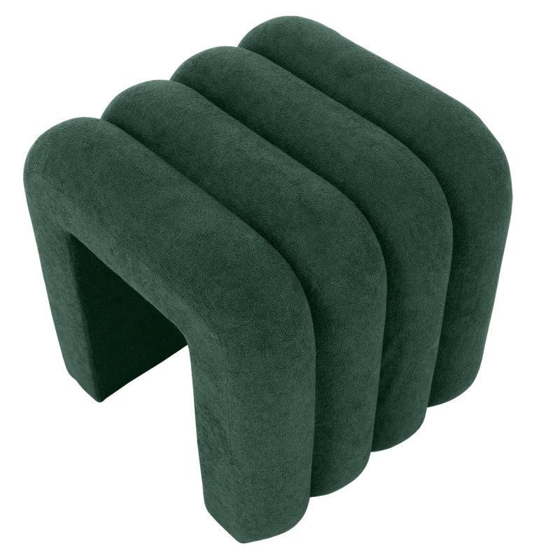 Moderný dizajnový taburet, 40 cm, tmavozelená látka