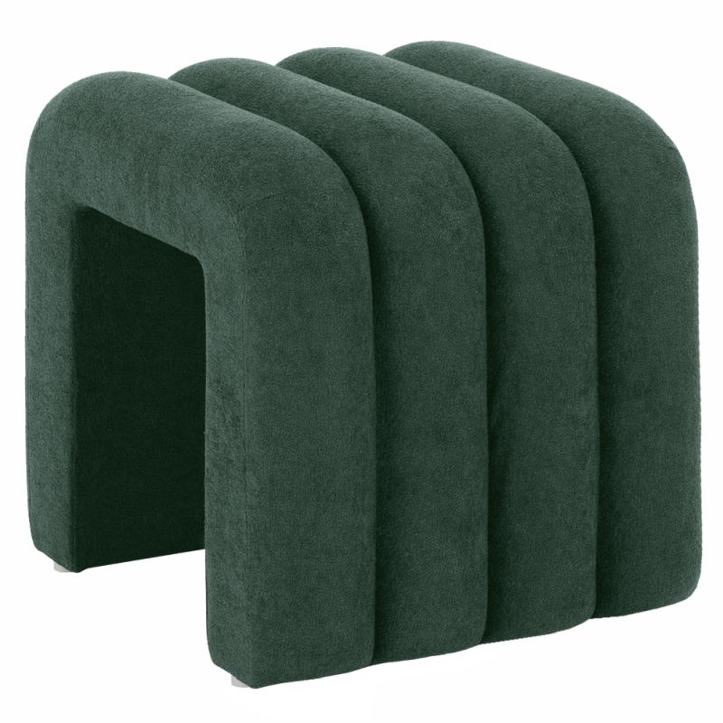 Moderný dizajnový taburet, 40 cm, tmavozelená látka