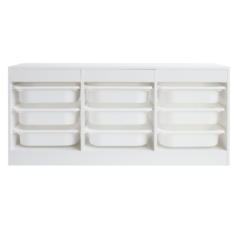 Organizér s úložnými boxami z MDF biely