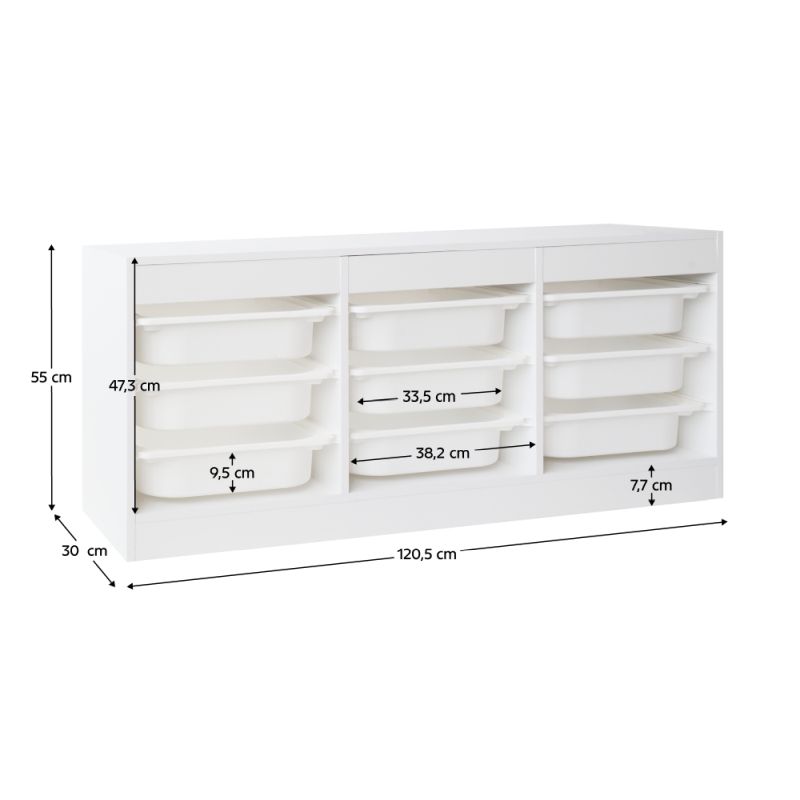 Organizér s úložnými boxami z MDF biely