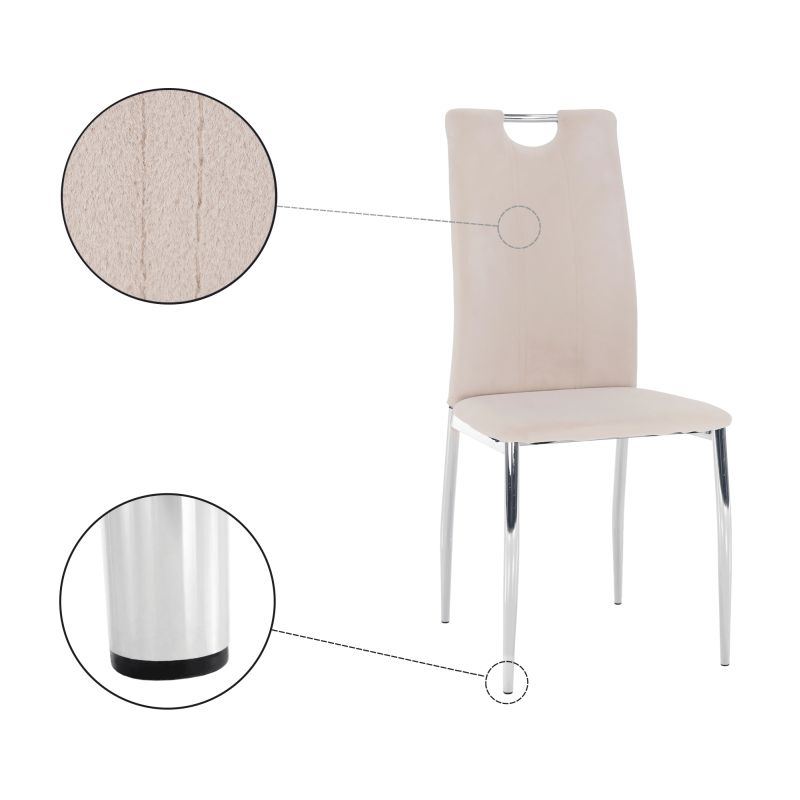 Moderná jedálenská stolička béžová Dulux Velvet látka
