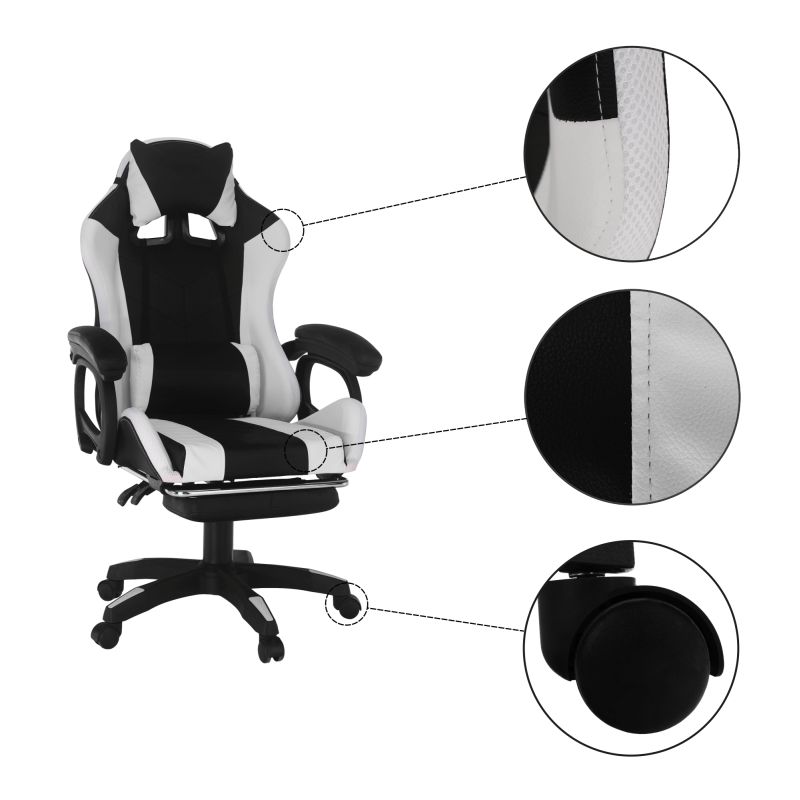 Kancelárske/herné kreslo s RGB LED podsvietením čierna/biela