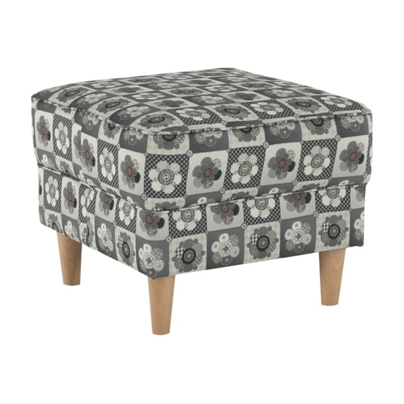 Kreslo ušiak s taburetom, látka patchwork N1