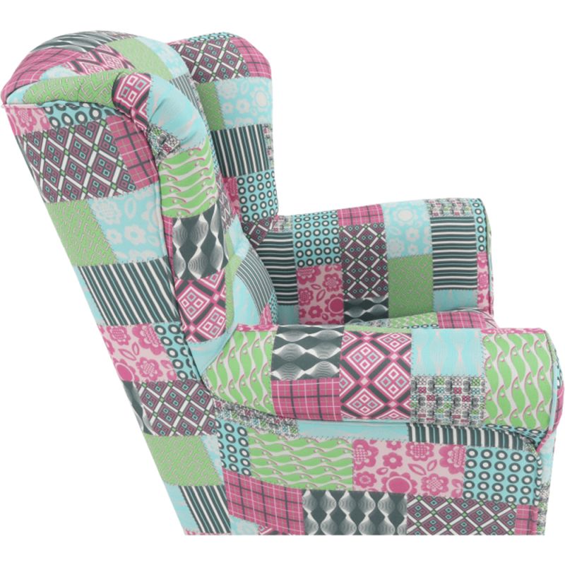Kreslo ušiak, látka patchwork M1