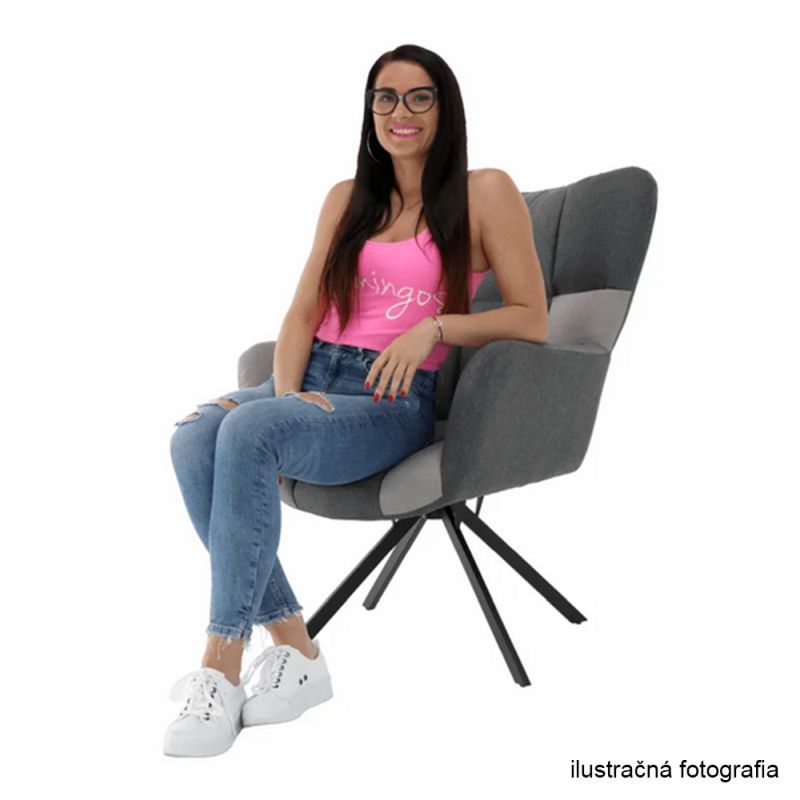 Dizajnové otočné kreslo v žltej látke
