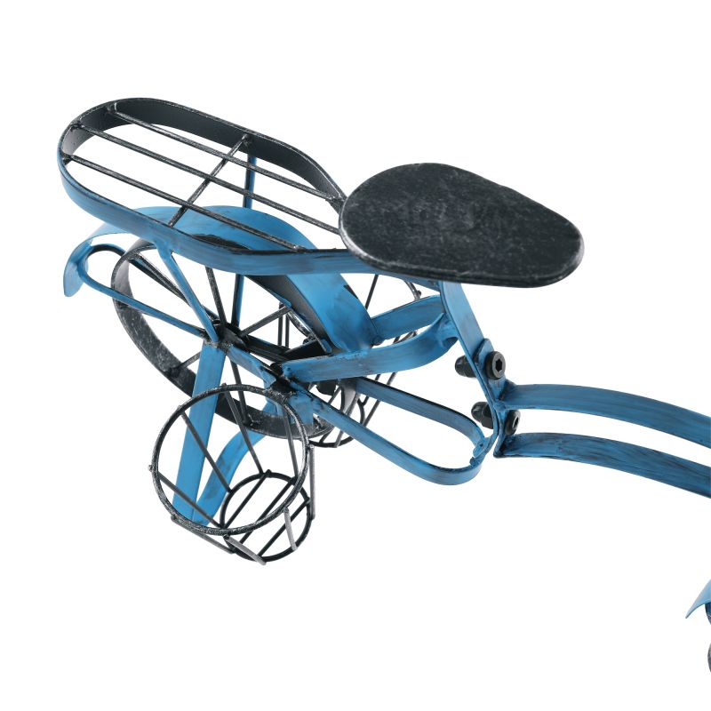 RETRO kvetináč v tvare bicykla, čierna/modrá