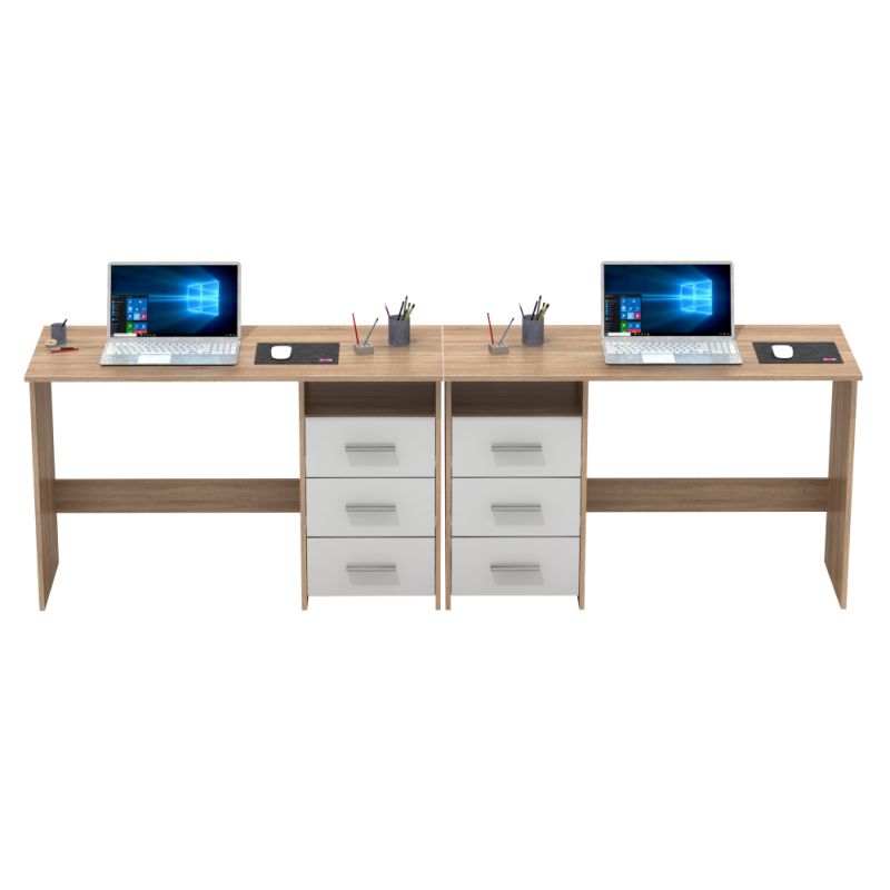 PC stôl jednoduchým dizajnom, dub sonoma-biela