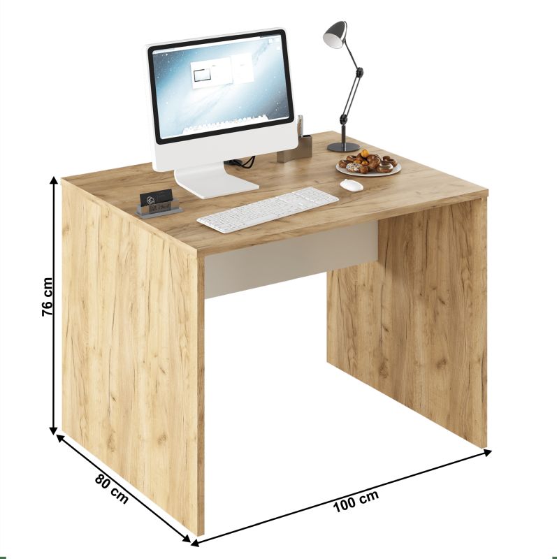 Moderný PC stôl z kvalitnej DTD, dub artisan/biela, 100cm