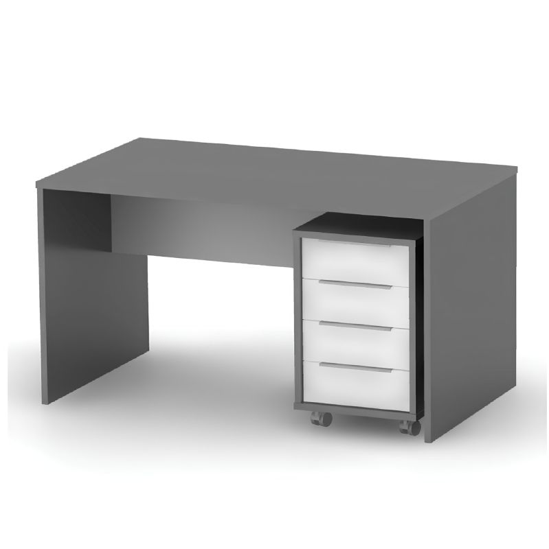 Moderný písací stôl z kvalitnej DTD, grafit/biela, 160cm