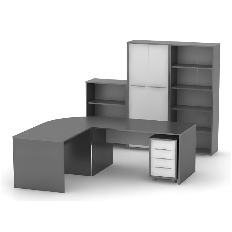 Moderný písací stôl z kvalitnej DTD, grafit/biela, 160cm