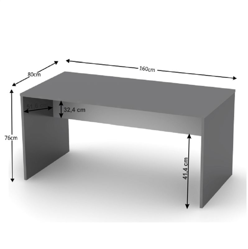 Moderný písací stôl z kvalitnej DTD, grafit/biela, 160cm