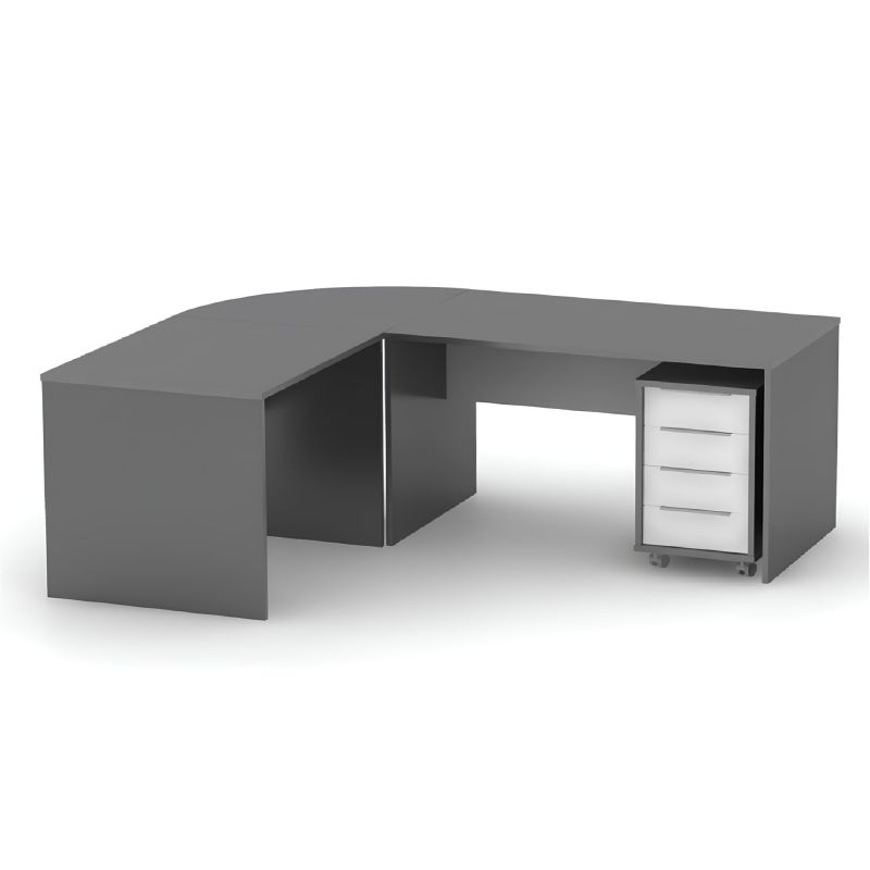 Moderný písací stôl z kvalitnej DTD, grafit/biela, 80cm
