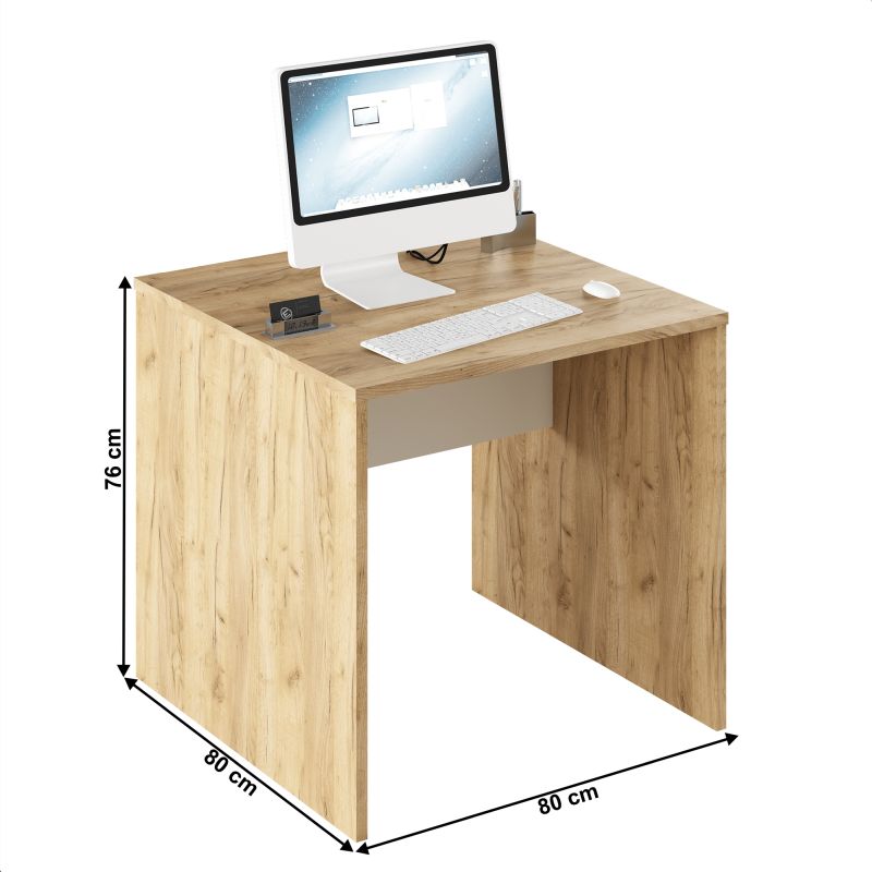 Moderný písací stôl z kvalitnej DTD, dub artisan/biela, 80cm