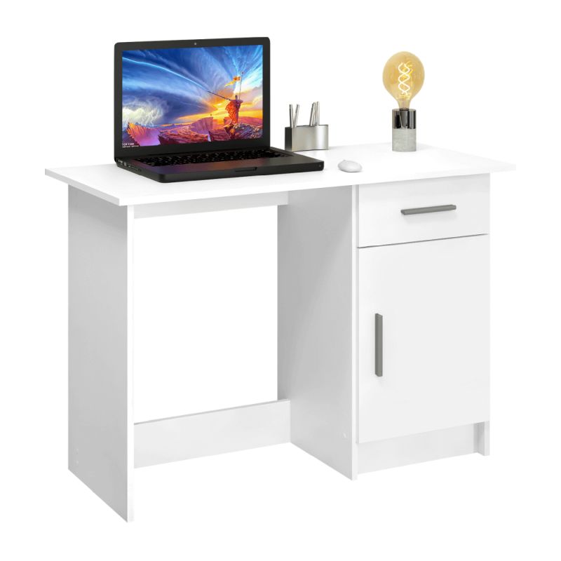 PC stôl so skrinkou a šuplíkom biely