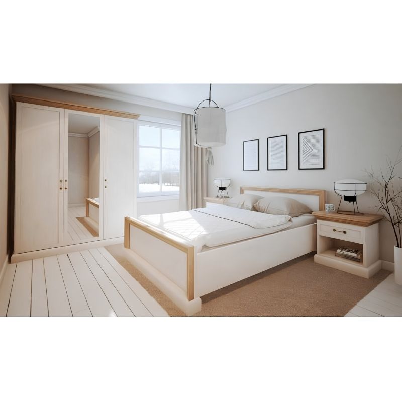 Elegantná manželská posteľ 160x200, sosna nordická-dub divoký