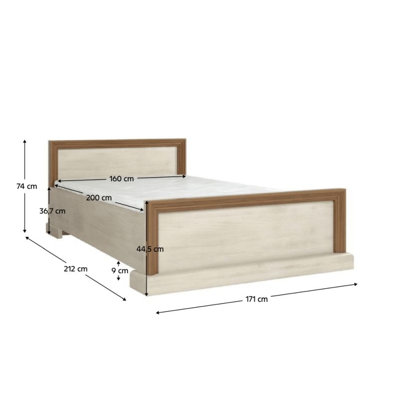 Elegantná manželská posteľ 160x200, sosna nordická-dub divoký