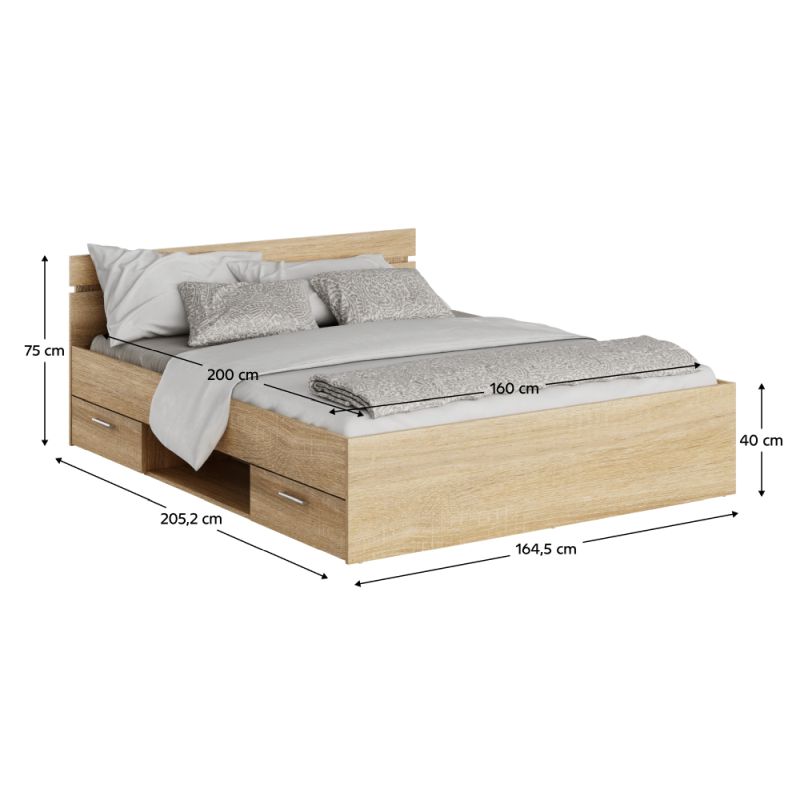 Elegantná posteľ s nádychom šarmu 160, dub sonoma