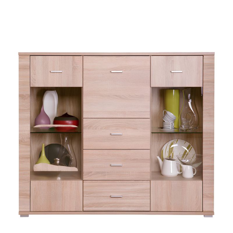 Komoda vysoká s barom, dub sonoma