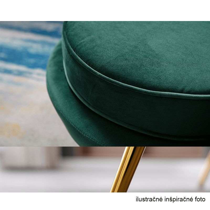 Kreslo v štýle Art-deco, smaragdová Velvet látka-gold chróm-zlatý