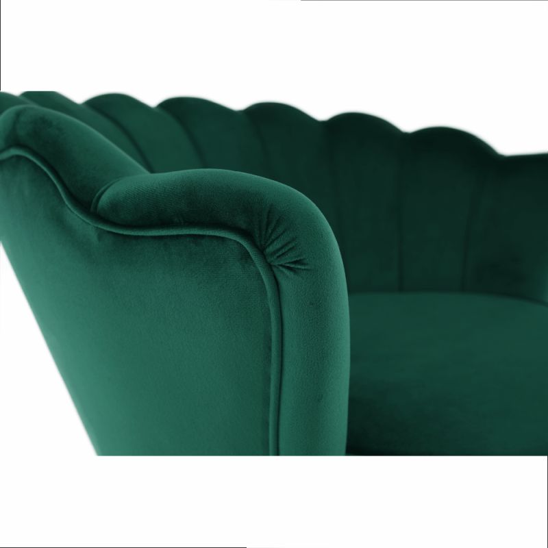 Kreslo v štýle Art-deco, smaragdová Velvet látka-gold chróm-zlatý