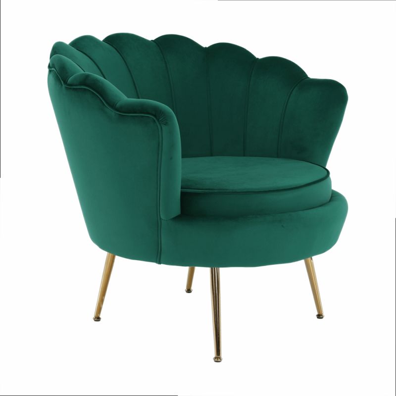 Kreslo v štýle Art-deco, smaragdová Velvet látka-gold chróm-zlatý