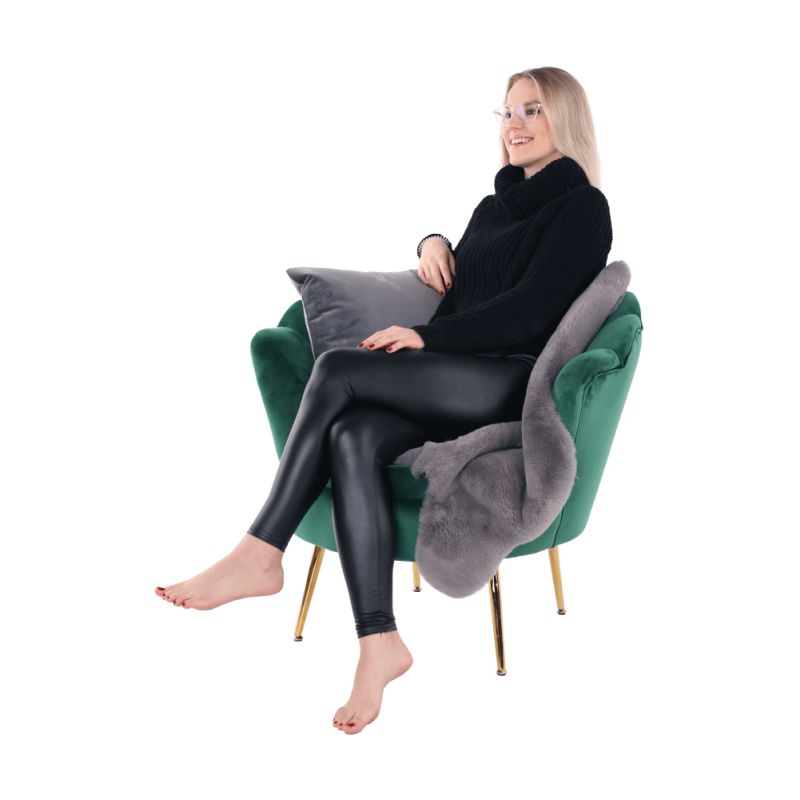 Kreslo v štýle Art-deco, smaragdová Velvet látka-gold chróm-zlatý