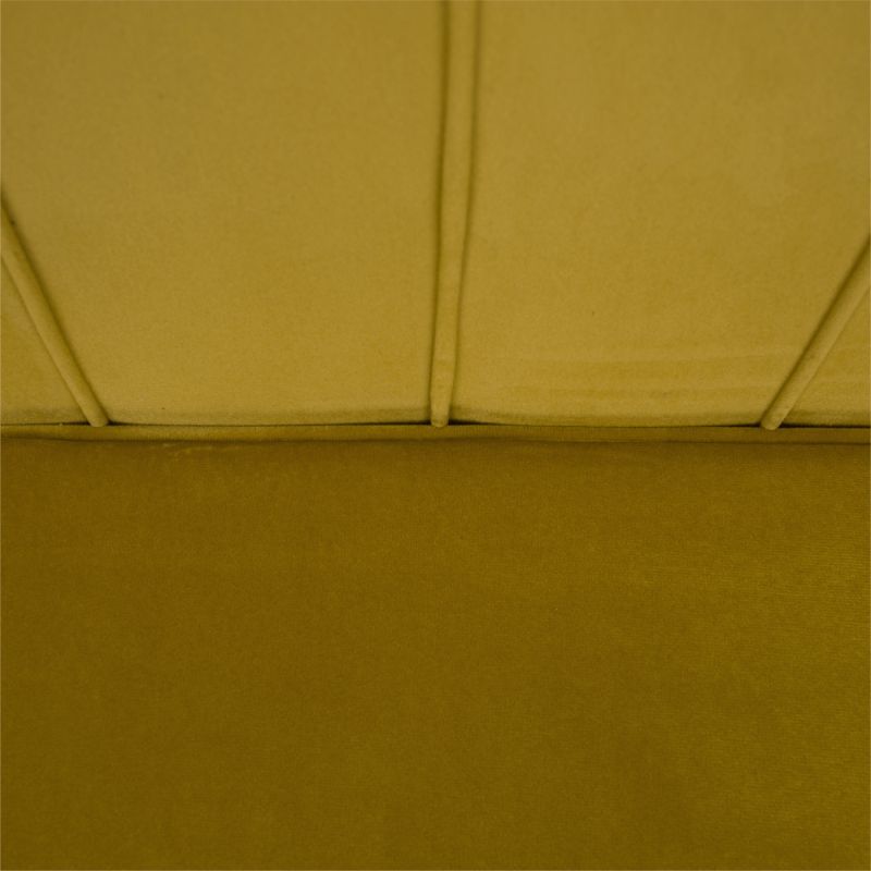 Lavica v štýle Art-deco, horčicová Velvet látka-gold chróm-zlatý