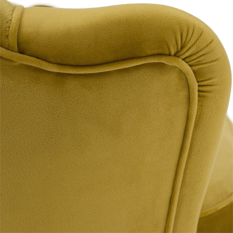 Lavica v štýle Art-deco, horčicová Velvet látka-gold chróm-zlatý