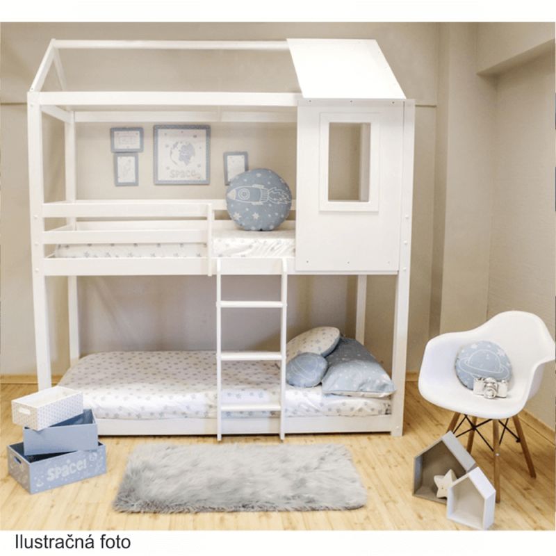 Montessori poschodová posteľ biela, 90x200