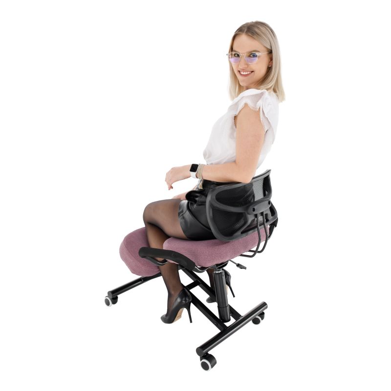 Ergonomický kľakosed s operadlom, ružová-čierna