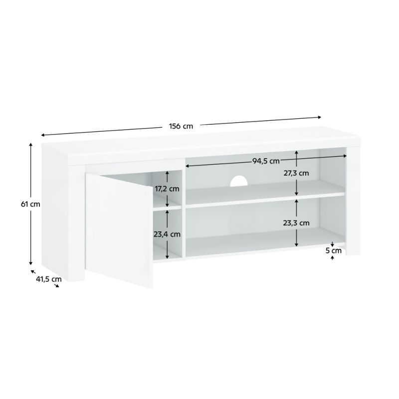 TV stolík 1D/160 v bielom lesku