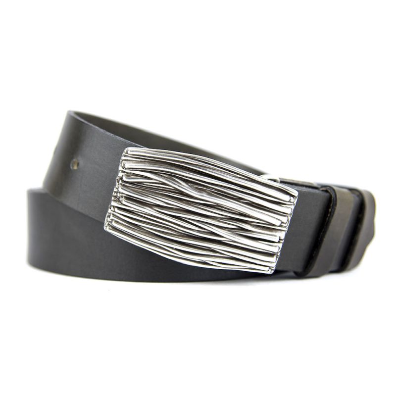 Kožený opasok STEM, šírka 4cm - Olivová