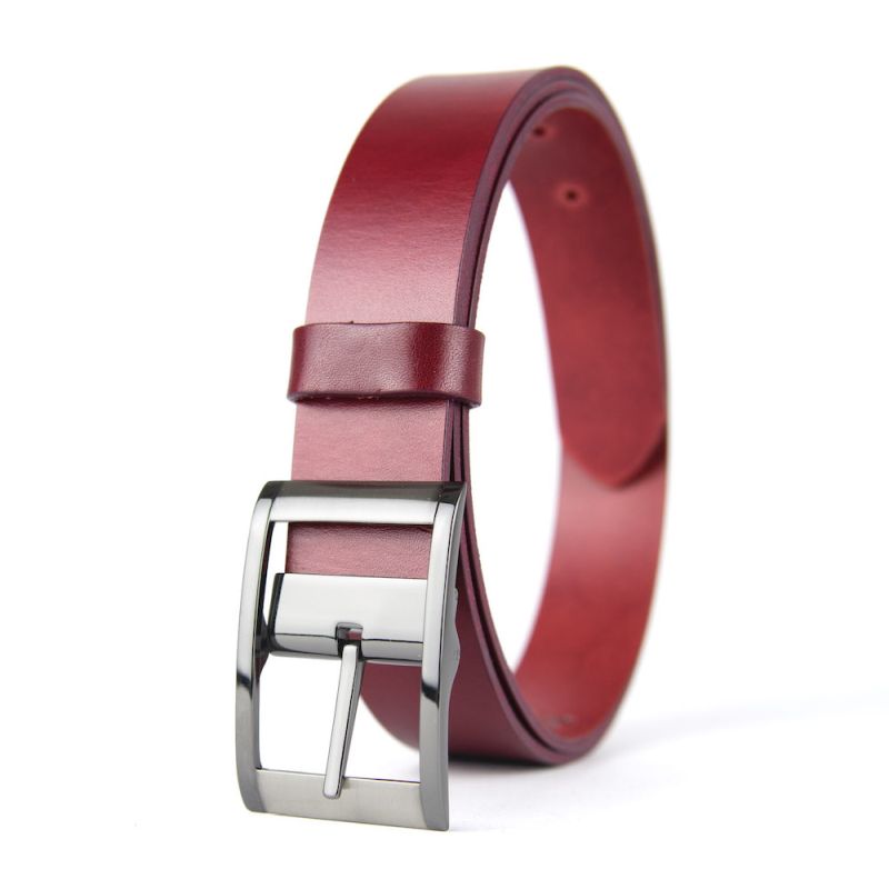 Kožený opasok FREEDOM, šírka 3.3cm - Bordová