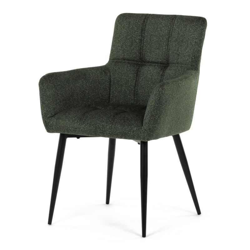 Elegantná zelená jedálenská stolička s podrúčkami