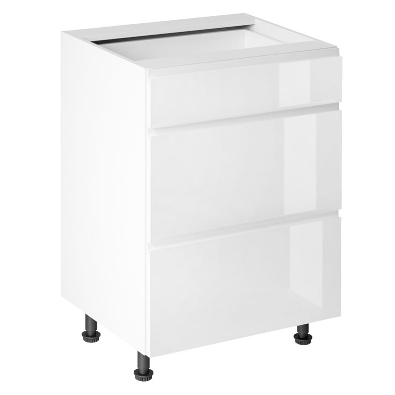 Spodná skrinka biela-biely extra vysoký lesk, D60S3, 3x zásuvka