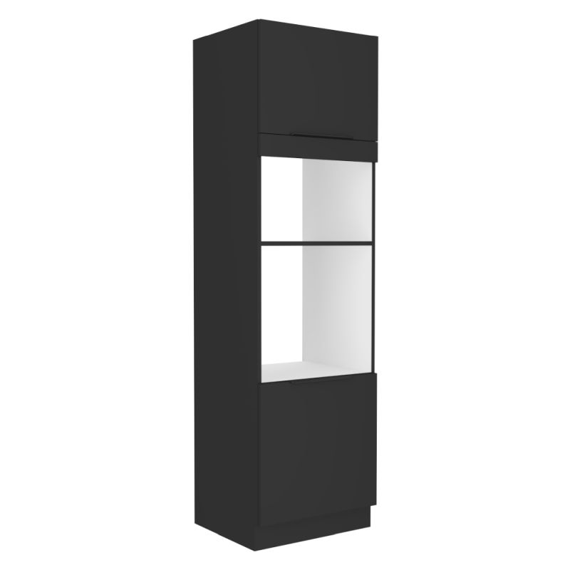 Vysoká skrinka na rúru a mikrovlnú rúru, čierna, 60 DPM-210 2F, 2x dvierka