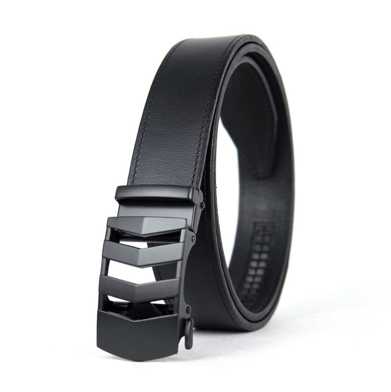 Kožený opasok s automatickou prackou BLACK RAILS, čierna