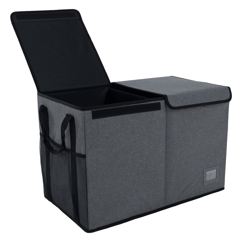 Skladací úložný box z látky, sivý-čierny