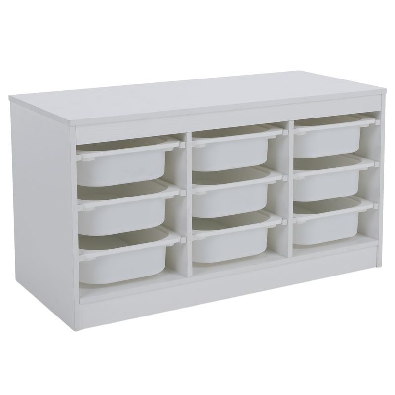 Organizér s úložnými boxami z MDF v bielej farbe