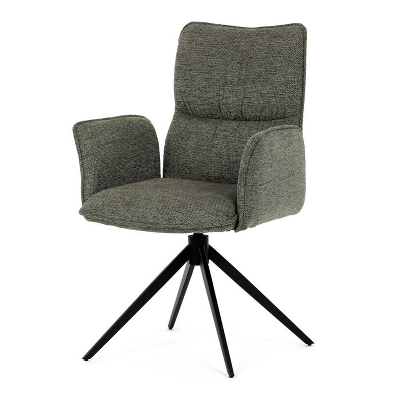 Elegantná jedálenská stolička zelená látka, 360 ° vratný mechanizmus