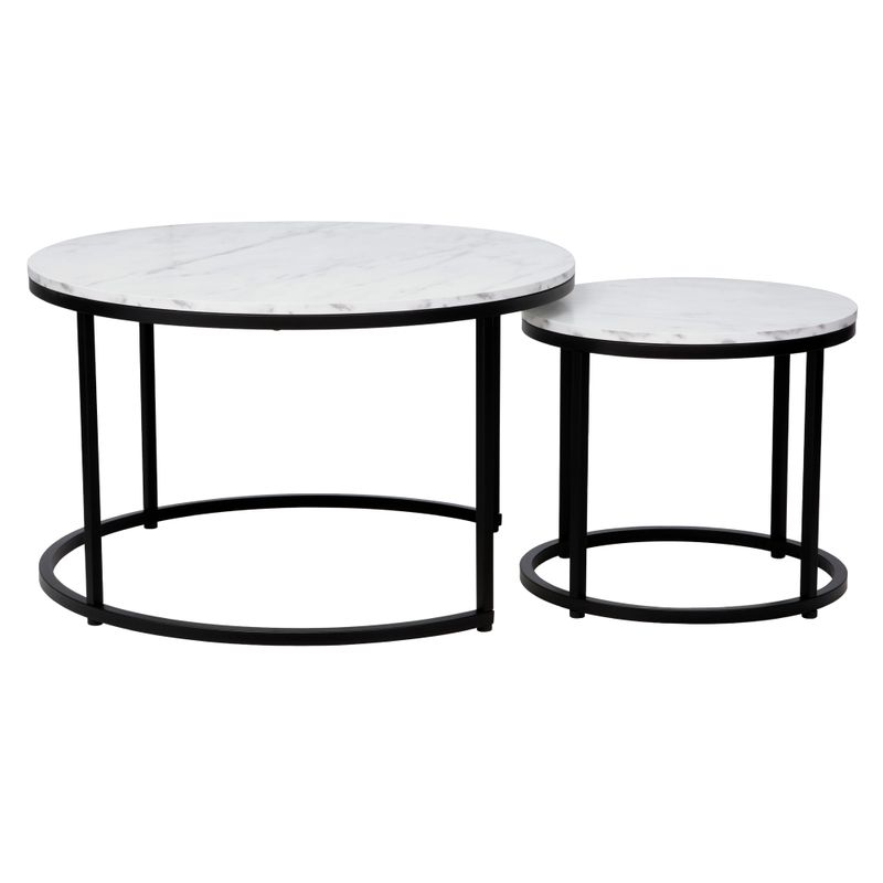 Minimalistický set 2 konferenčných stolíkov, biela-čierna