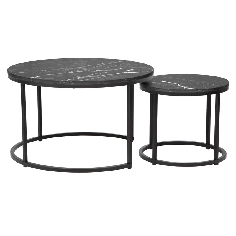Minimalistický set 2 konferenčných stolíkov, tmavosivá-čierna
