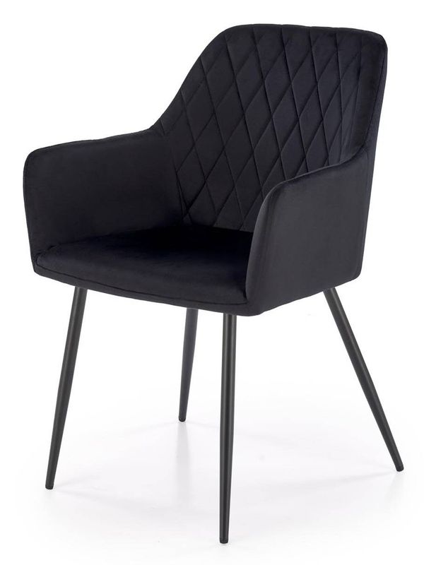 Jedálenská stolička 558, čierny kov – čierna látka Velvet