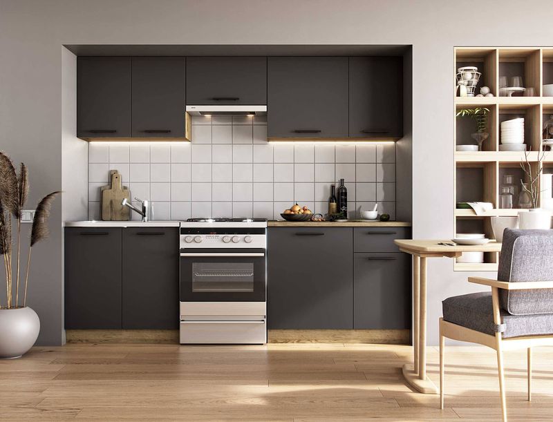 Kuchynská linka 240 GREY dub craft – antracyt