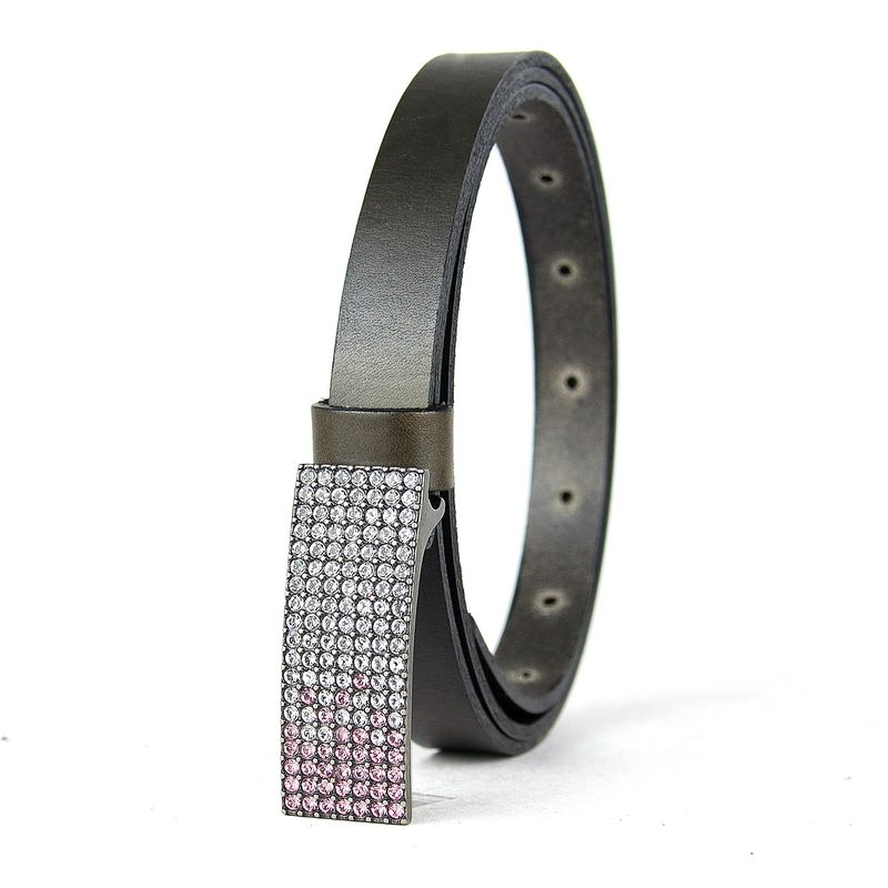 Dámsky kožený opasok SWAROVSKI PINK, šírka 2cm, Olivový