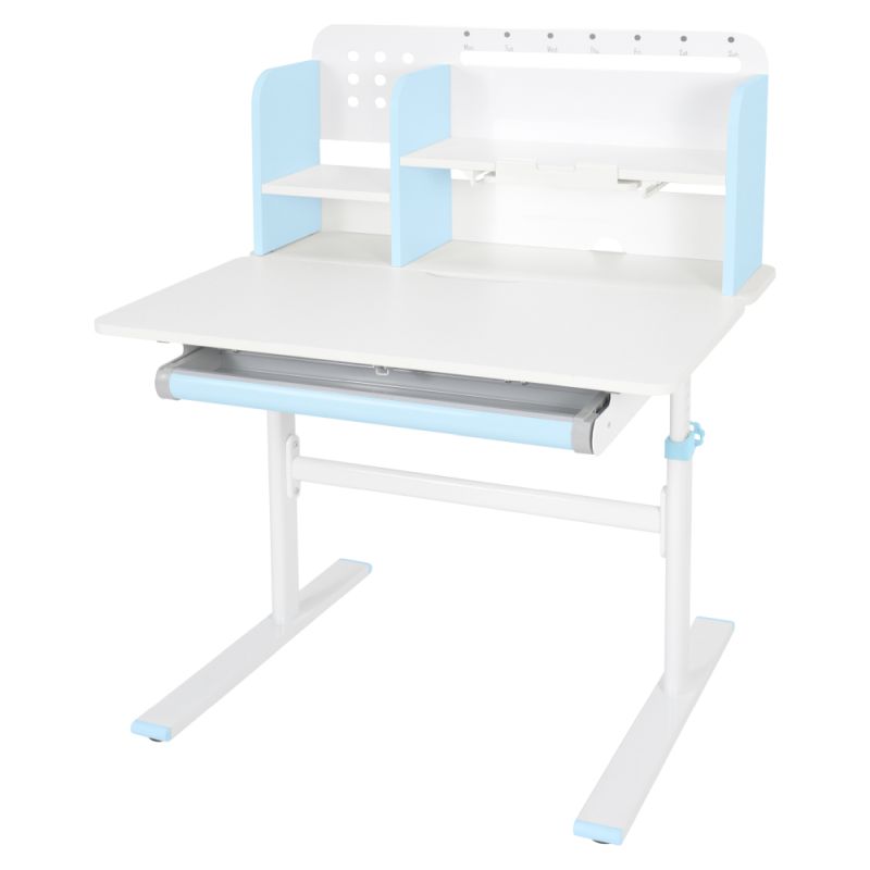 Rastúci písací stôl 80x60 cm, modro-biely